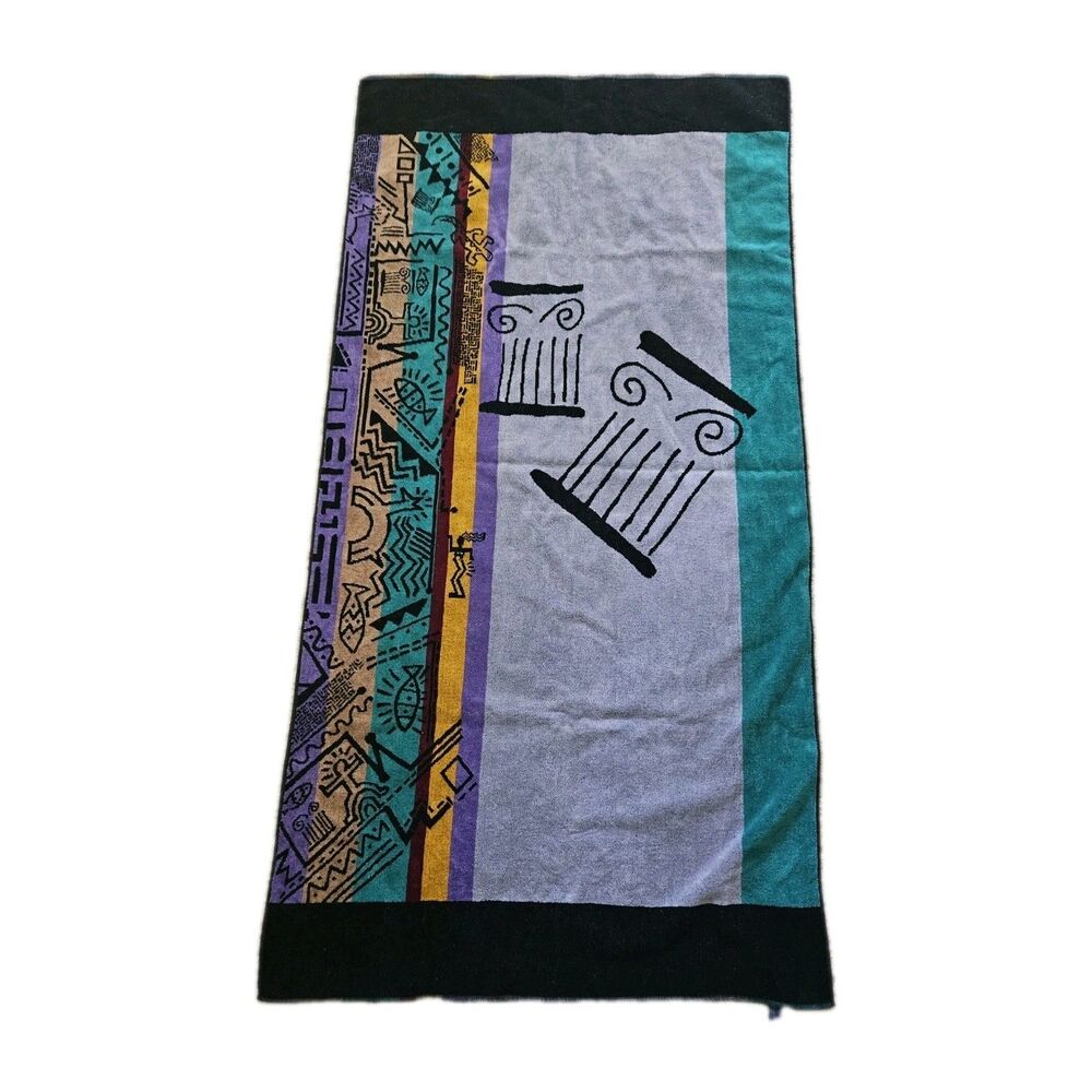 Vintage Gramercy Towel Beach  30 X 60” Aztec Cotton Terry 1990s